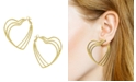 Essentials Triple Layer Sparkle Wire Heart Hoop Earring in Gold Plate